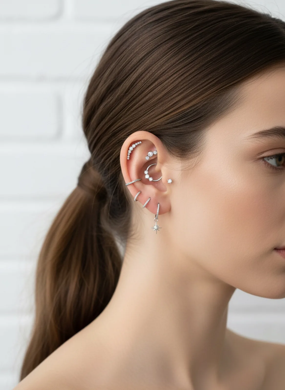 Joya de la colección Selene — HERA Jewelry, titanio y oro