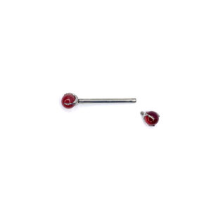 Bolas para lengua o pezón - Granate Engarzado - Rojo -1.2x4mm