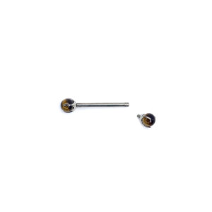 Bolas para lengua o pezón - Ojo de Tigre Engarzado - Marrón - 1.2x4mm