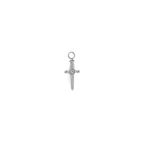 Charm Daga - Polished y zirconia blanca - 7mm