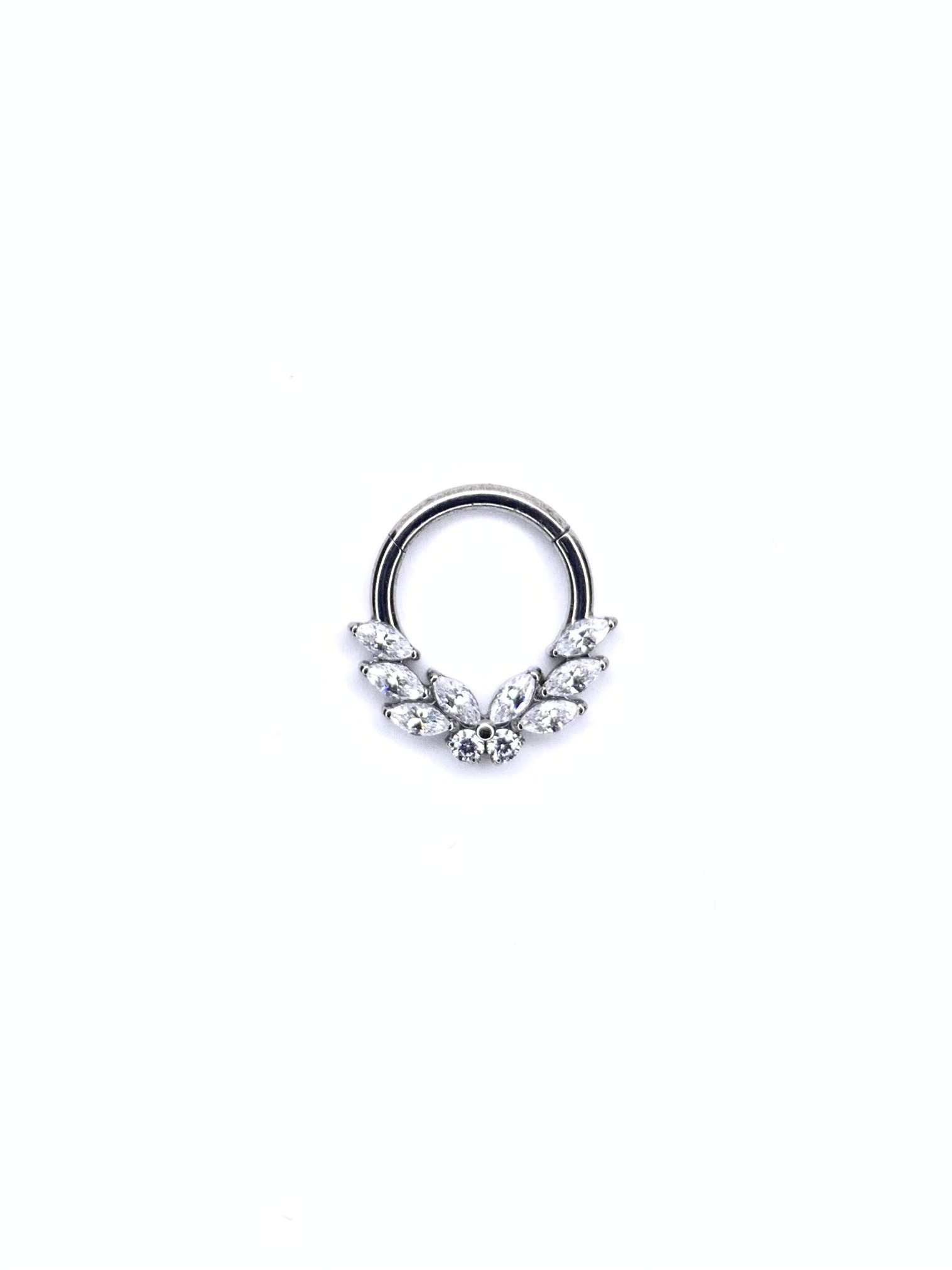 Clicker Frontal Mariposa y Petalos Zirconia Blanca - Blanco - 1.2x8mm