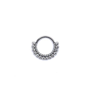 Clicker Frontal doble fila 12 Circulos Engastados Zirconia Blanca- Blanco - 1.2x10mm