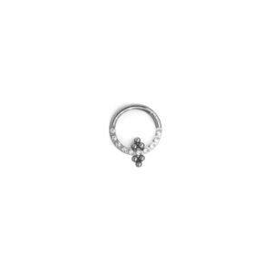 Clicker Frontal 1 Fila Zirconias y 6 bolas Ornamental - Blanco y Polished - 1.2x8mm