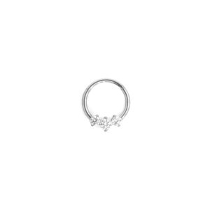 Clicker Frontal 3 zirconias engastadas - Blanco y Polished - 1.2x10mm