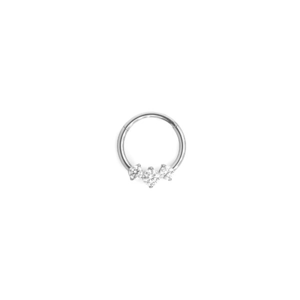 Clicker Frontal 3 zirconias engastadas - Blanco y Polished - 1.2x10mm
