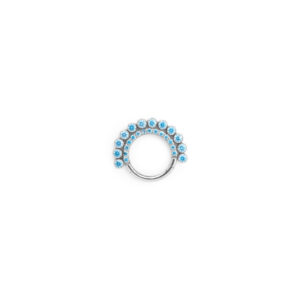Clicker Frontal Doble fila 12 circulos engastados Zirconia Azul - 1.2x10mm