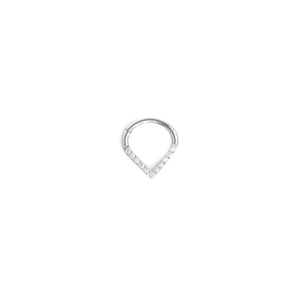 Clicker Frontal gota con zirconia - Polished y Blanco - 1.2x8mm