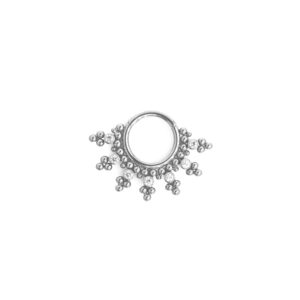 Clicker frontal 7 zirconias blancas y 7 puntas ornamental - Blanco y polished - 1.2x8mm