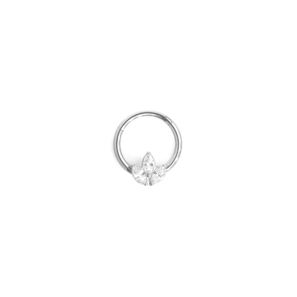 Clicker frontal flor de loto zirconia - Blanco - 1.2x10mm