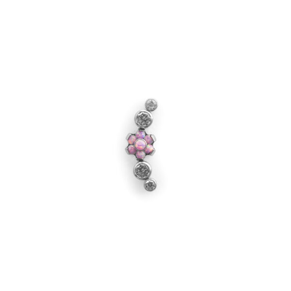 Cluster Flor Opalo Rosa y 4 Zirconias Blancas - Blanco y rosa - 0.9x10mm
