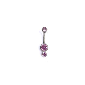 Ombligo Doble Zirconia Rosa Engastada - 1.6x10x4mm