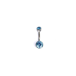 Ombligo Zirconia Azul Engastada -  1.6x10x6mm