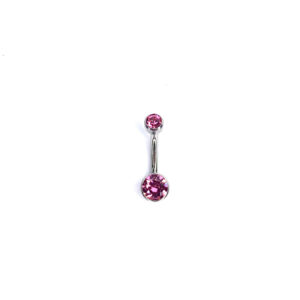 Ombligo Zirconia Rosa Engastada - 1.6x10x4mm