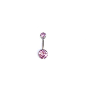Ombligo Zirconia Rosa Engastada - 1.6x12x6mm
