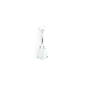 Ombligo Gota Engarzada Ópalo Blanco - Blanco - 1.6x10x8mm Grande