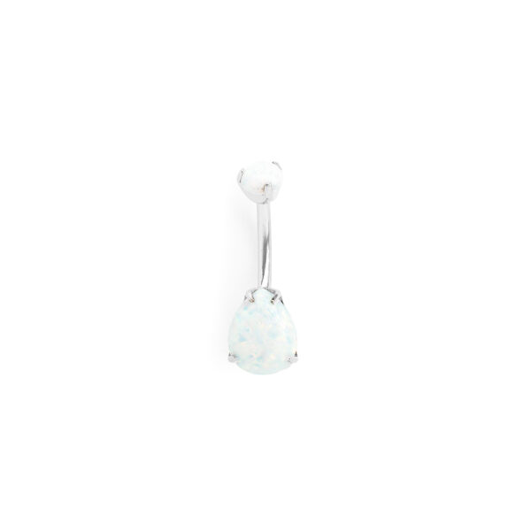 Ombligo Gota Engarzada Ópalo Blanco - Blanco - 1.6x10x8mm Grande