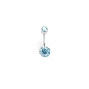 Ombligo Zirconia Azul Engastada -  1.6x10x6mm