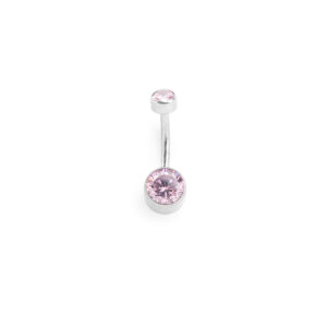 Ombligo Zirconia Rosa Engastada - 1.6x12x6mm