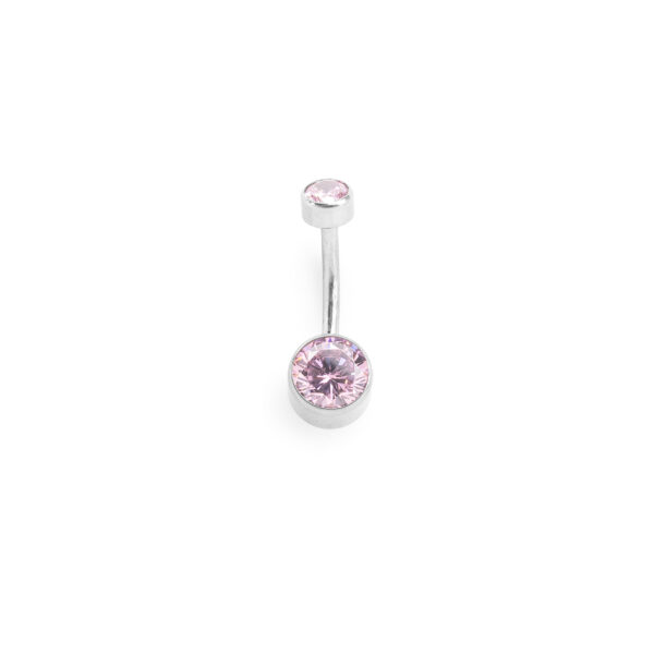 Ombligo Zirconia Rosa Engastada - 1.6x12x6mm