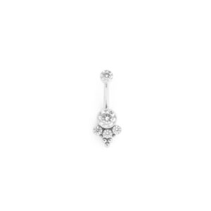 Ombligo Zirconia blanca 3 pierdas y Ornamental - Zirconia - 1.6x12x6mm
