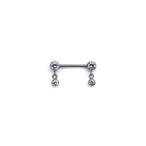 Pezón zirconia blanca  con Zirconias Colgantes- Blanca - 14x4mm