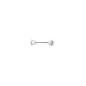 Pezón Opalo blanco y 4 zirconias blancas - Blanco - 14x4mm