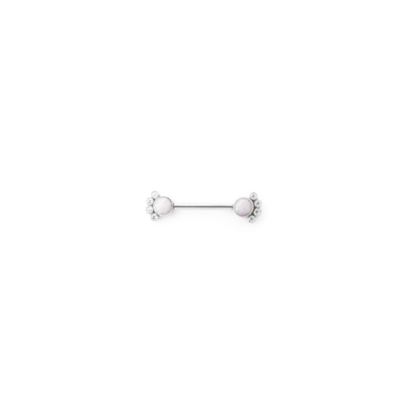 Pezón Opalo blanco y 4 zirconias blancas - Blanco - 14x4mm