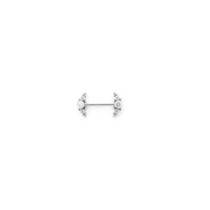 Pezón trio zirconia blanca ornamental - Blanca - 12x3mm