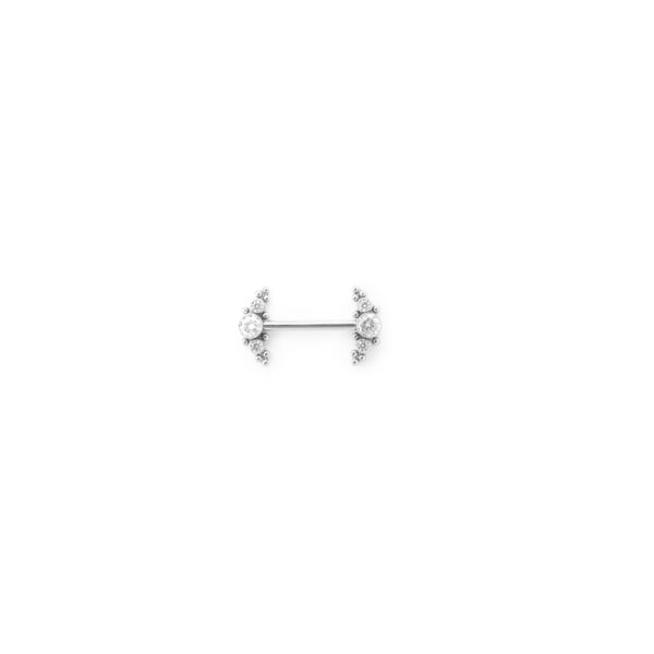 Pezón trio zirconia blanca ornamental - Blanca - 12x3mm