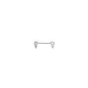 Pezón zirconia blanca  y 3 Zirconias Blancas Pequeñas- Blanca - 14x4mm