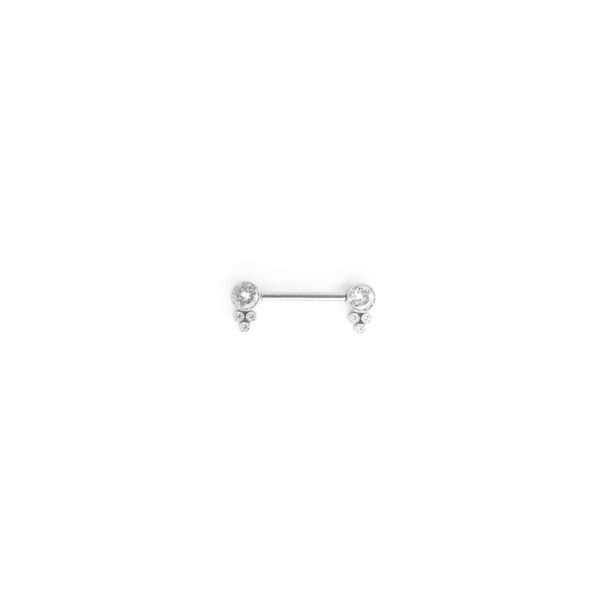 Pezón zirconia blanca  y 3 Zirconias Blancas Pequeñas- Blanca - 14x4mm