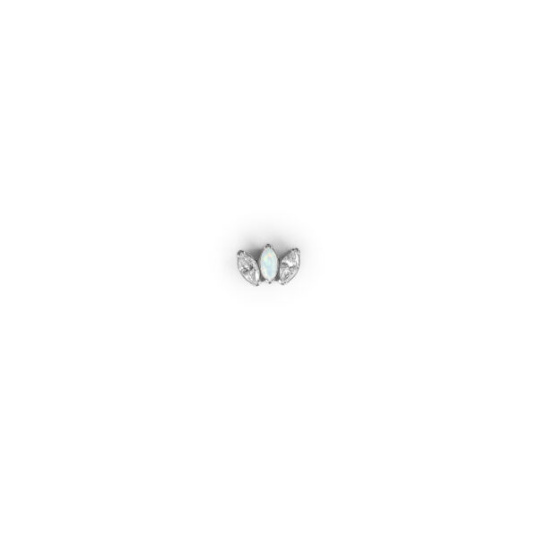 Tiara 2 Zirconias blancas y Ópalo blanco - Blanco - 0.9x7mm
