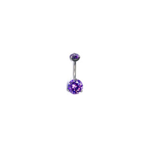 Ombligo Zirconia Morada Engarzada - 1.6x12x6mm